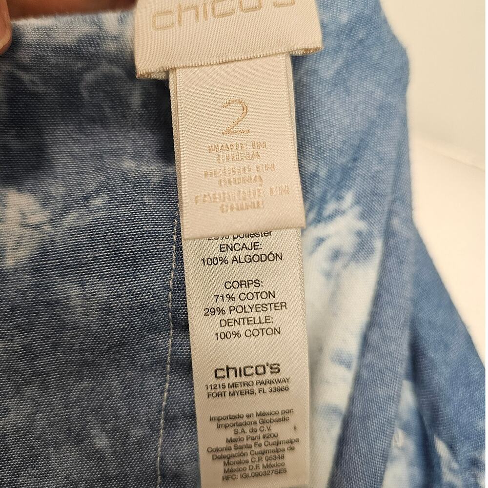 Chicos Hippie Tie Dye Blue Boho Lace Embroidered Festival Open Vest Size‎ Large - Picture 9 of 9